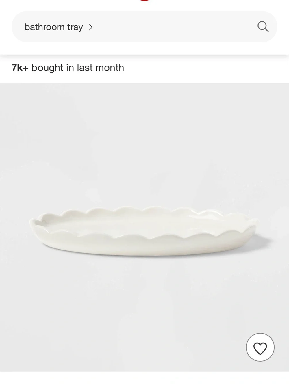 Scalloped Ceramic Tray white ivory bath tray